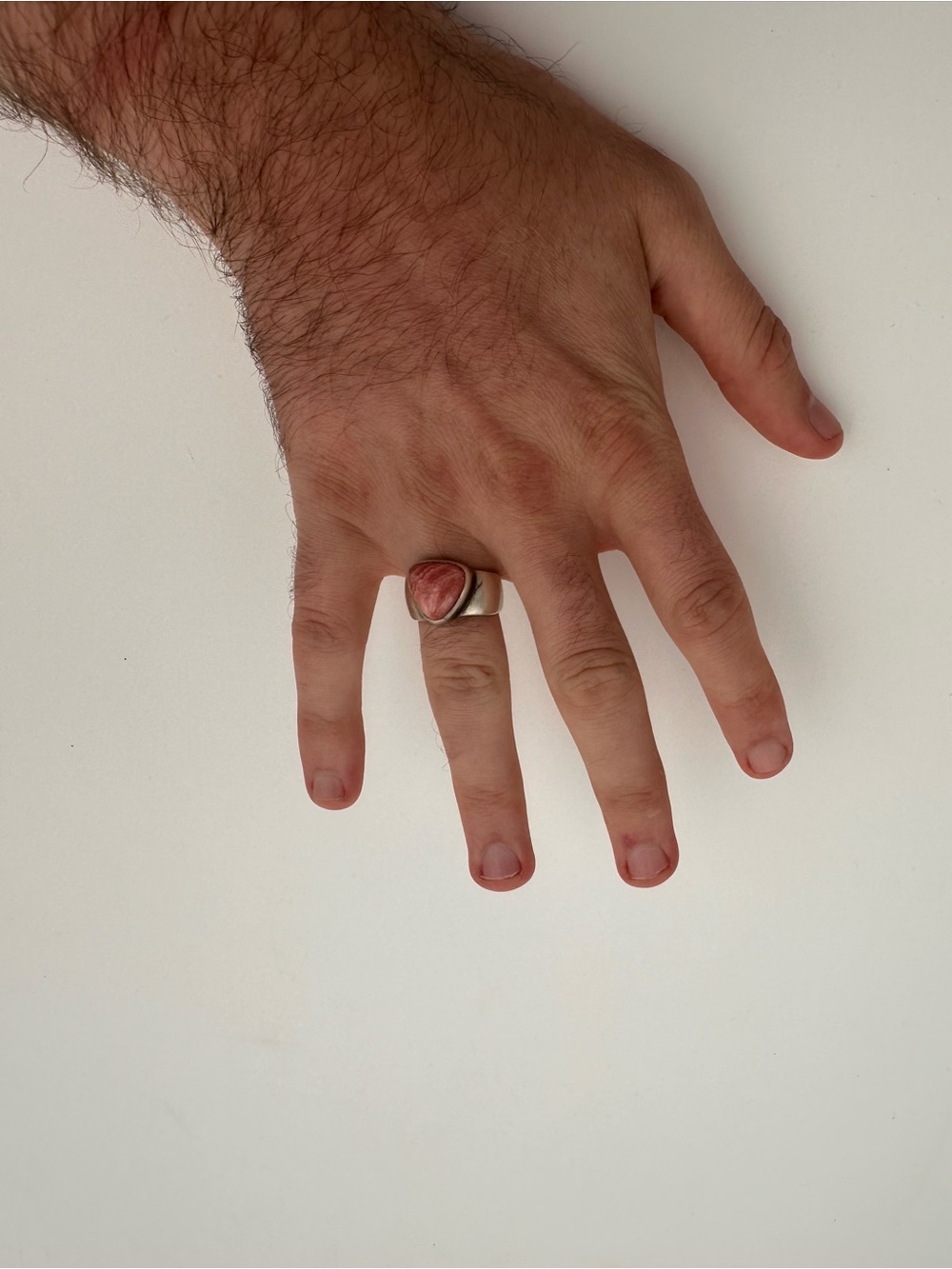 Silver Ring with Triangular Rhodochrosite - Picture 5 of 6